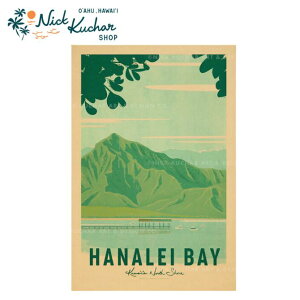 ニックカッチャー ハワイトラベルプリント Hanalei Bay Kauai 【Nick Kuchar nickkuchar ハワイ  ハワイアンアート ハワイアン雑貨 ポスター 絵画 絵 ハワイ アーティスト 】