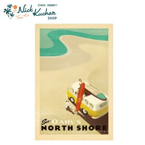 ニックカッチャー ハワイトラベルプリント See Oahu's North Shore【Nick Kuchar nickkuchar ハワイ  ハワイアンアート ハワイアン雑貨 ポスター 絵画 絵 ハワイ アーティスト ノースショア 】