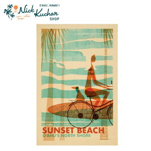 ニックカッチャー ハワイトラベルプリント Sunset Beach Wahine【Nick Kuchar nickkuchar ハワイ  ハワイアンアート ハワイアン雑貨 ポスター 絵画 絵 ハワイ アーティスト 】