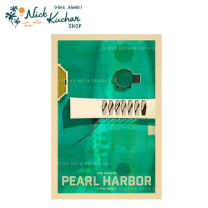 ニックカッチャー ハワイトラベルプリント Pearl Hardor USS Arizona【Nick Kuchar nickkuchar ハワイ  ハワイアンアート ハワイアン雑貨 ポスター 絵画 絵 ハワイ アーティスト 】