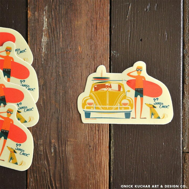 楽天市場 ニックカッチャー ステッカー Surf Check Nick Kuchar Nickkuchar ハワイ 画家 有名 人気 イラストレーター アート インテリア ハワイ 防水 ステッカー 絵画 絵 ハワイアン サーフテイスト Ma Kai