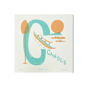 ニックカッチャー スクリーンプリント "Canoes Waikiki - "C" 【Nick Kuchar nickkuchar ハワイ アーティスト ハワイアンアート インテリア ハワイ 絵画 絵 ハワイアン サーフテイスト 】