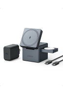 Anker 3-in-1 Cube with MagSafe: マグネット式 3-in-1 ワイヤレス充電ステーション/USB急速充電器付属/…