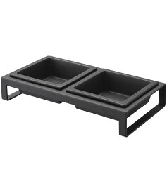 山崎実業(Yamazaki) ペットフードボウルスタンドセット タワー ブラック 約W29XD15.5XH6cm ペット用品 エサ入れ 4207
