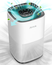 AIRTOK 空気清浄機 30畳 花粉対策 5重除菌 集じん, 省エネ三段風量/時間設定 操作簡単 ほこり/ペット/PM2.5 対応, ナイトライト付き