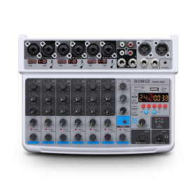 BOMGE 8 channel mini audio mixer Line Mixer ，DC 5V，with MP3 Player,Bluetooth, U disk 48V,24DSP effects, USB recording Ideal for