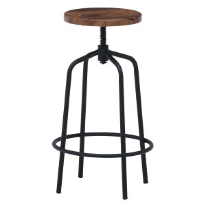 不二貿易 カウンターチェア バーチェア 幅40×奥行40×高さ60cm~69cm ブラウン 昇降式 床傷防止 組立商品 ナビア 14655