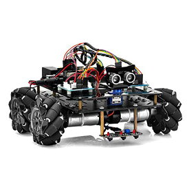 OSOYOO 産業研究開発用 ロボットカー Arduino適用 スマートロボット 4WD 80mm メカナムホイール DC12V モーター STEM 教育 360°全方向移動 Omni directional (カーシャーシ+ Arduino用電子部品キッ