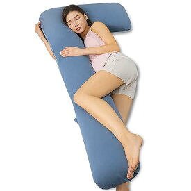 AngQi 抱き枕 だきまくら 枕 男女兼用 抱きまくら 妊婦 妊娠 腰枕 背もたれクッション 横向き寝 うつぶせ寝 マタニティー 枕 ジャージー生地 7型 L型 150*70cm ダックブルー