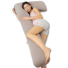 AngQi 抱き枕 だきまくら 男女兼用 抱きまくら 妊婦 妊娠 腰枕 背もたれクッション 横向き寝 うつぶせ寝 マタニティー 枕 ジャージー生地 7型 L型 150cm ブラウン