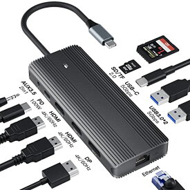 AOOCOO 11-in-1 USB C ドッキングステーショントリプルディスプレイUSB Type C ハブHDMI ドッキングステーション 変換アダプタ2（デュアル）4K HDMI【USB-C PD 10Gbps データ ハブ/デュアル 4K HDMI