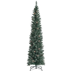 GYMAX クリスマスツリー 210cm 351本枝 グリーン 松かさ付き 雪化粧 クリスマス ツリー スノータイプ 組立簡単 おしゃれ クリスマス飾り インテリア装飾 Christmas tree