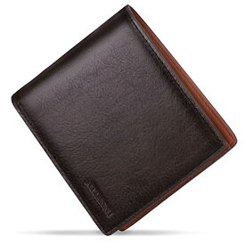 [ATIANNI] 財布 メンズ 2つ折り 本革 オイルドレザー 薄い ボックス型小銭入れ RFID＆磁気スキミング防止 大容量 一流 の 財布 職人 が 作る 二つ折り財布 ふたつおり サイフ コンパクト (Brown)