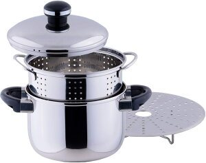 宮崎製作所 オブジェ シチューポット 18cm &穴明き内鍋&スチームプレート 日本製 5年保証 IH対応 OJ-5D-D