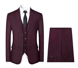 [YFFUSHI] スーツ メンズ 3点セット ジャケット スラックス ベストチェック 大きいサイズ 無地 スリムタイプ ビジネス 結婚式 面接 就職