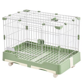 OSJ ケージ ウサギケージ 犬ケージ 猫ケージ 小動物用 室内飼い 引き出しトイレ付 掃除簡単 移動便利 キャスター付 スチール製 天井扉 脱走防止 いぬ ネコ うさぎ ハムスター 頑丈 キャット