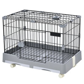 OSJ ケージ ウサギケージ 犬ケージ 猫ケージ 小動物用 室内飼い 引き出しトイレ付 掃除簡単 移動便利 キャスター付 スチール製 天井扉 脱走防止 いぬ ネコ うさぎ ハムスター 頑丈 キャット