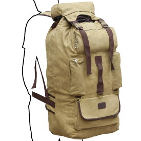 EnergyPower 110L 大容量バックパック 帆布 キャンバス生地 超大型ザック リュックサック 登山 キャンプ 防災用 避難用 災害用 アウトドア 長期旅行 海外旅行 野外生活 テント泊 (アースブラウン)