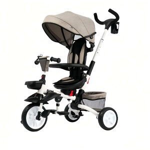 OSJ 子供用三輪車 折りたたみ かじとり 手押し棒 おしゃれ 4in1 1歳 2歳 3歳 座面回転 自転車 おもちゃ 乗用玩具 幼児用 キッズバイク プレゼント おもちゃ お祝い ギフトブラウン