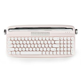 YUNZII タイプライターキーボード ワイヤレス アップグレード キーボード スタンド一体型 USB-C/Bluetoothキーボード かわいい 丸いキーキャップ マルチデバイス対応 ノブコントロール Win/Mac対応(B309, ピンク)