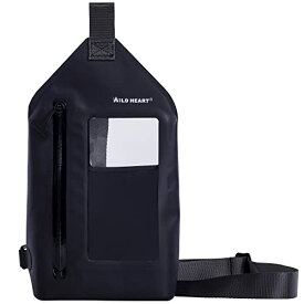 WILD HEART 防水ショルダーバッグ完全防水TPU素材大容量、透明カメラウィンドウ付き (ブラック)