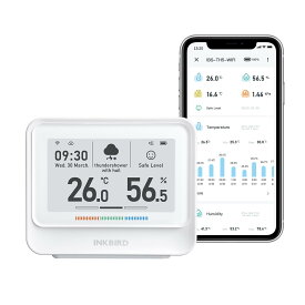 INKBIRD 温度計 高精度 9-in-1 WiFi 湿度計 温湿度計 外気温度計 室内用 3.71 E-Inkディスプレイ 温室度計 デジタル温度計 ワイヤレス 多機能ホームウェザーステーション アプリで温湿度管理 温室時計 アラーム 2 年間のデータ