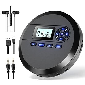 ポータブルCDプレーヤーコンパクトスピーカー内蔵 FMトランスミッター付き 2000mAh充電式電池搭載 DESOBRY +10スキップ機能 5EQエフェクト A-Bリピート/プログラム再生 32GBTFカード・CD・MP3等対応 ASP防振で音飛び防止