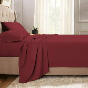 Pizuna コットンフラットシーツ ワイドキング400スレッドカウント 梳毛ロングステープル綿100%サテン織り洗濯機で洗える高級フラットシーツ 1枚280x270cm(リオレッド)