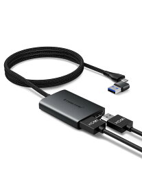 MST hdmi デュアルモニター 拡張 Lemorele USB C HDMI 変換アダプタ 2-in-1 USB C/A ポート 拡張USB C/A ポート 1080P 60Hz USB Type C Hub デュアル HDMI ハブ ディスプレイポー