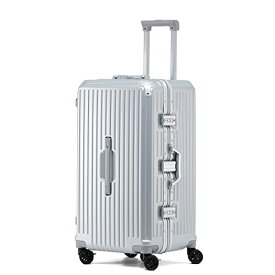 [GGQAAA] 大容量 荷物 トロリースーツケース 女性 回転自在のキャスター 5輪キャスター ダイヤルロック 出張 留学用スーツケース スーツケース 多機能 アルミフレーム Lサイズ (Silver)