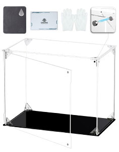 COOLTAKU フィギュアケース UVカット アクリル マグネット式 磁石付き前扉 コレクションケース より堅固 組み立て式 アクリルケース ディスプレイケース 防汚れ 手袋 クリーニング クロス付き