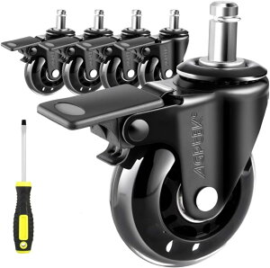 AGPTEK �I�t�B�X�`�F�A�����p�L���X�^�[ �X�g�b�p�[ �֎q�L���X�^�[5�Z�b�g �É� ������11mm 360�x��] 2.5�C���` OA�I�t�B�X�`�F�A�p�z�C�[�� ��ւ��L���X�^�[ �����ɂ��� ���ׂĂ̏��ɓK