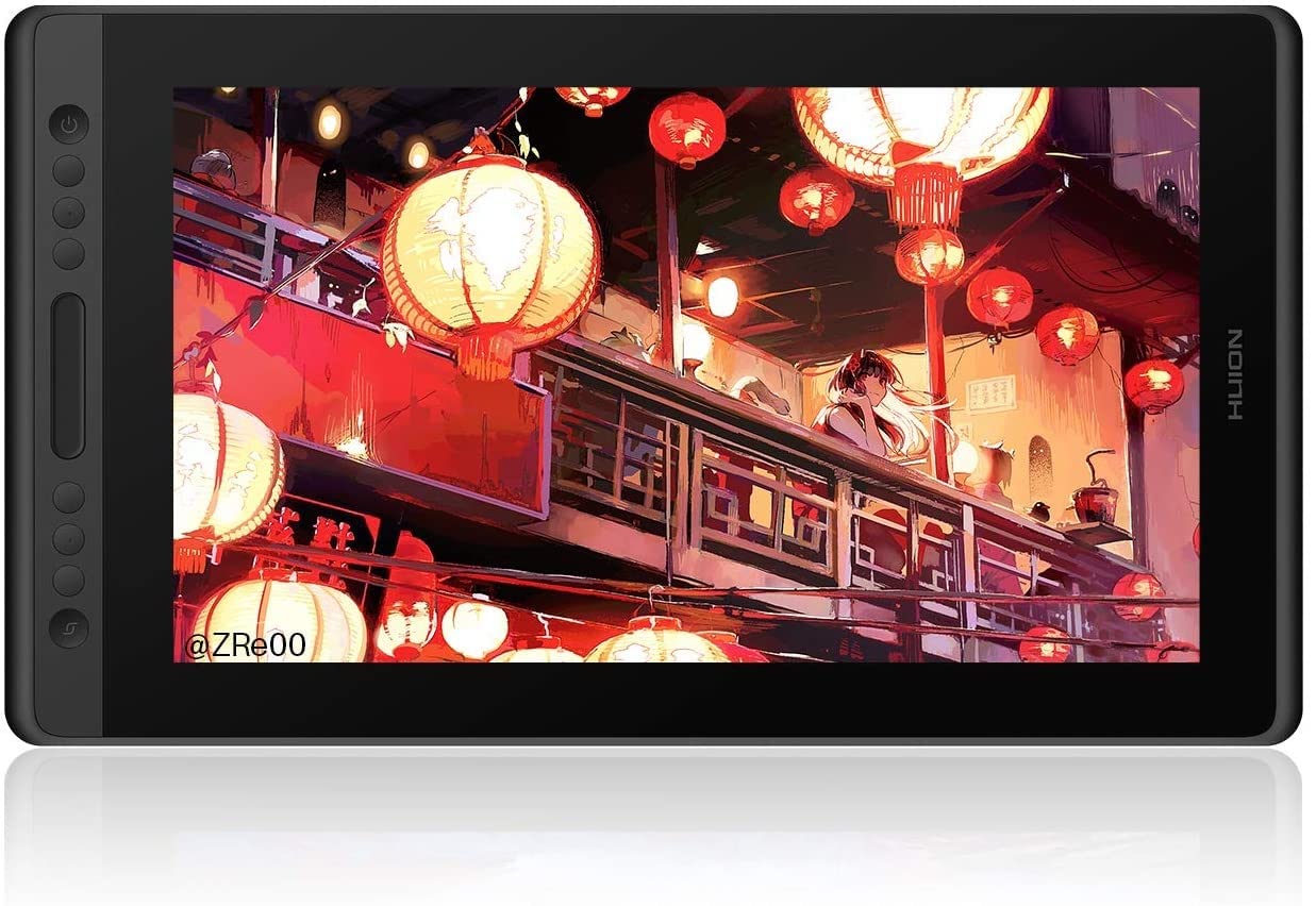 HUION 液タブ Kamvas Pro16 液晶ペンタブレット Chromebook対応 充電不要ペン 8192レベル筆圧感度 傾き検知機能搭載 フルラミネーション アンチグレアガラス搭載 フルHD 左利き お絵かきタブレット イラスト制作 漫画制作 オ
