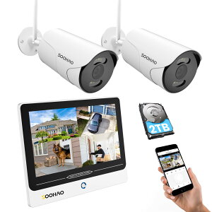 �y500����f�E2TB HDD�����E�o�����̉����zSOOHAO�\�[�n�I �h�ƃJ���� ���C�����X 2��Z�b�g 12�C���`���j�^�[�̌^NVR 1920P 10�`�����l���܂ő��݉� AI���̌��m IP66�h���h�o �����Њd �J���[�Î� ��