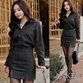 楽天市場 ストライプ シャツ スーツ セットアップ レディースファッション の通販