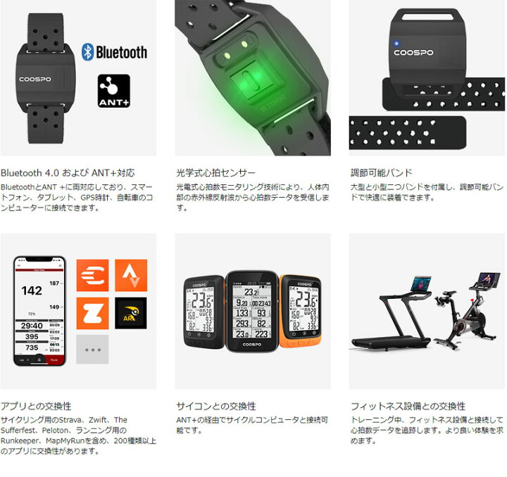 楽天市場 Coospo Hw706 心拍計アームバンド ハートレート 付き光学式心拍センサー サポートスマートフォンとスマートウォッチ Bluetooth およびant Ledライト サイクリング ランニング フィットネス 正規品 Makana Mall