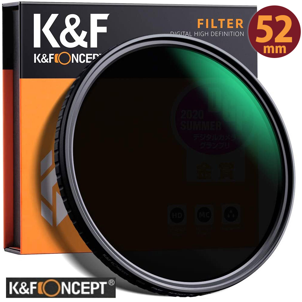レンズフィルター K&F Concept NDフィルター 52mm 可変式 ND2-ND32 減光フィルター X状ムラなし 超薄型 レンズフィルター  ネコポス 送料無料 | makana mall