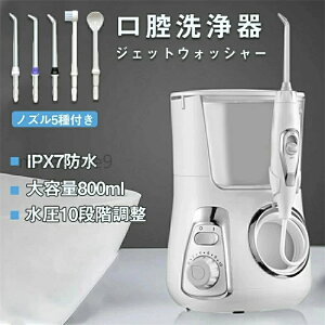口腔洗浄器 ジェットウォッシャー 歯垢除去 電動 口内洗浄機 大容量800ml 高圧の水噴射 口臭改善 防水機能 水圧10段階 家庭 旅行