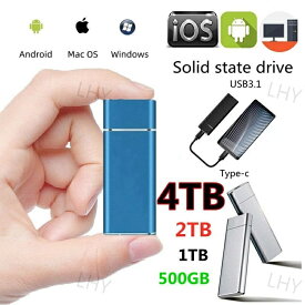 【三年保証】【楽天スーパーSALE！一週間限定10％OFF！】ポータブルSSD 外付けSSD 外付けハードディスク 500GB 1TB 2TB 4TB 超薄型ポータブル ハードディスク 静音 コンパクト 小型 高速転送