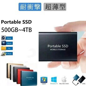 SALE！【2026新登場】【1年保証】ポータブルSSD 外付け 500GB 1TB 2TB 4TB ハードディスク USB 外付け 耐衝撃 強互換性 外付け ポータブルハードディスク 静音 コンパクト 小型 外付けSSD 超薄型 贈り物