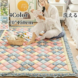 キルティング ラグマット ラグ ラグマット マット カーペット デニム生地 洗える アイボリー 中綿 滑り止め 長方形 大判 カーペット こたつ敷 ベッドサイド リビング シンプル 室内 暖かい