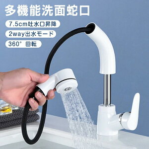 洗面蛇口 単水栓 引き出しホース 360°回転 吐水口昇降 洗面水栓 シングル バー混合栓 洗面用混合栓 2way出水モード シャワ水流 泡沫水流 台付き1穴 取り付け穴径3.5cm 洗面 洗髪用 洗面所 バ