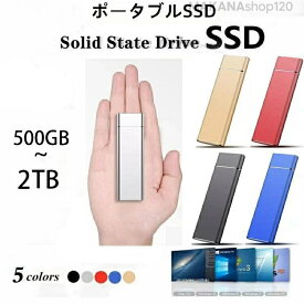 SALE！【2026新登場】【1年保証】ポータブルSSD 外付けSSD 外付けハードディスク 500GB 1TB 2TB 超薄型ポータブル ハードディスク 静音 コンパクト 小型