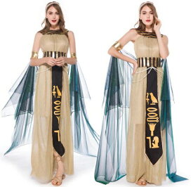 クレオパトラ 女王 エジプト Golden クレオパトラ 大人用コスチューム ハロウィン コスプレ 衣装 仮装 大人用 面白い キャラクター 女王　学園祭 文化祭 学祭 大学祭 高校 イベント ツタンカーメン イシス エジプト 王妃 女王 女神 コスチュ
