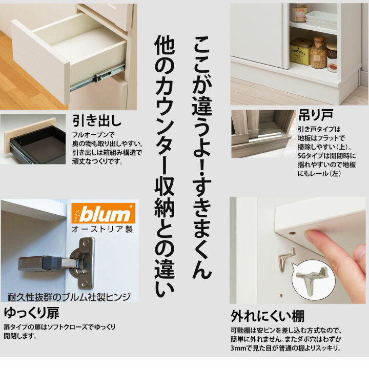 楽天市場】すきまくん カウンター下 収納 引き戸 シリーズ用 引き出し 