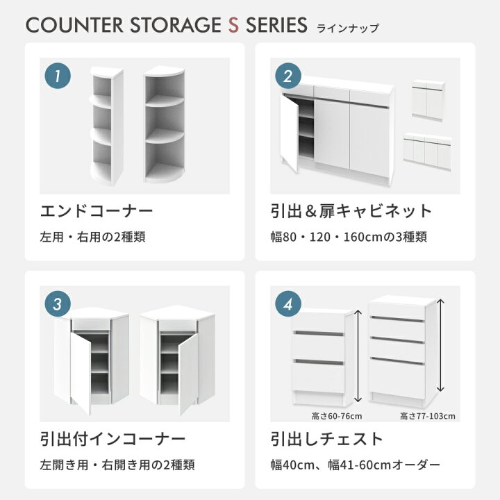楽天市場】すきまくん カウンター下 収納 開き扉 幅160×奥行25×高さ60 