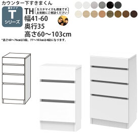 すきまくん カウンター下 収納 開き扉シリーズ用 オリジナル 引き出し 幅41〜60×奥行35×高さ60-103cm CSD-TH-35 すきまくんシリーズ カウンター下収納_ セミオーダー 新生活 おしゃれ_