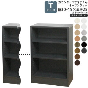 カウンター下 収納 オープンラック 奥行25cmタイプ T すきまくん 当店オリジナル 開き扉シリーズ用 オリジナル 幅30-45×奥行23×高さ60-103cm カウンター下収納_ セミオーダー 新生活 おしゃれ_
