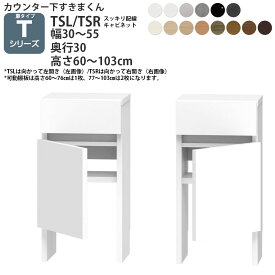 すきまくん カウンター下 収納 すっきり配線キャビネット 開き扉シリーズ用 幅30-55×奥行30×高さ60-103cm CSD-TSL CSD-TSR すきまくんシリーズ カウンター下収納 セミオーダー 新生活 おしゃれ