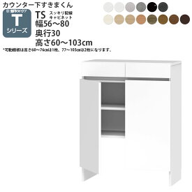 すきまくん カウンター下 収納 すっきり配線キャビネット 開き扉シリーズ用 幅56-80×奥行30×高さ60-103cm CSD-TS すきまくんシリーズ カウンター下収納 セミオーダー 新生活 おしゃれ